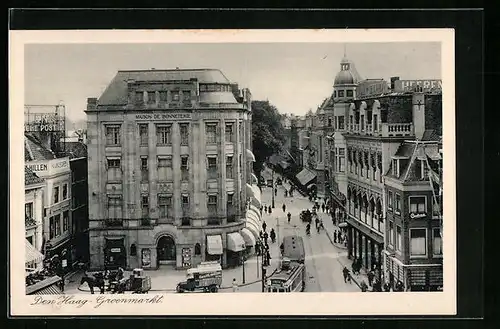 AK Den Haag, Groenmarkt, Strassenbahn