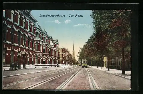 AK Den Haag, Bezuidenhoutscheweg, Strassenpartie mit Strassenbahn