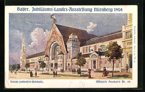 Künstler-AK Nürnberg, Bayer. Jubiläums-Landes-Ausstellung 1906, Gebäude der Kgl. Staatsforstverwaltung