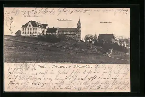 AK Schönebürg, St. Elisabethenpflege mit Wallfahrtskirche und Kaplaneihaus auf dem Kreuzberg