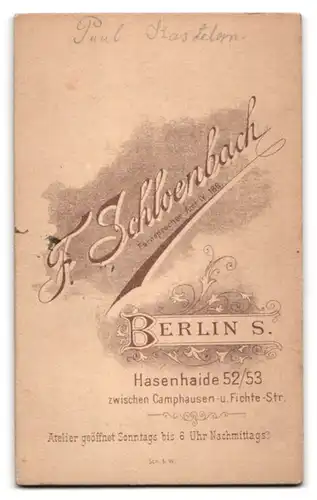 Fotografie F. Schloenbach, Berlin-S., Hasenheide 52-53, Eleganter Herr mit Oberlippenbart