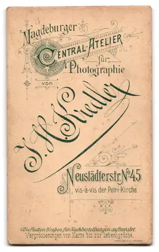 Fotografie J. H. Kredler, Magdeburg, Neustädterstr. 45, Junge Dame im Kleid mit Kragenbrosche