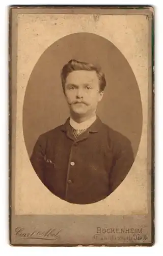 Fotografie Carl Abel, Bockenheim, Frankfurterstr. 16, Bürgerlicher Herr mit Schnauzbart