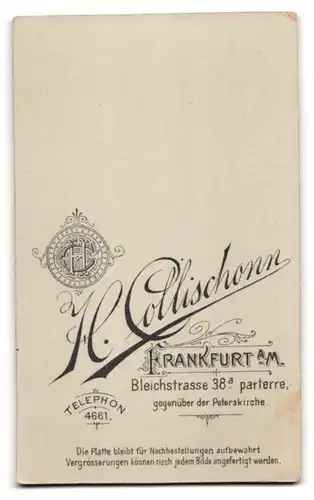 Fotografie H. Collischonn, Frankfurt a. M., Bleichstr. 38 a, Junger Herr im Anzug mit Krawatte