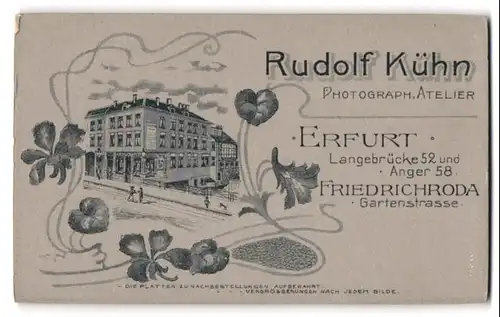 Fotografie Rudolf Kühn, Erfurt, Langebrücke 52, Ansicht Erfurt, Blick auf das Ateliersgebäude