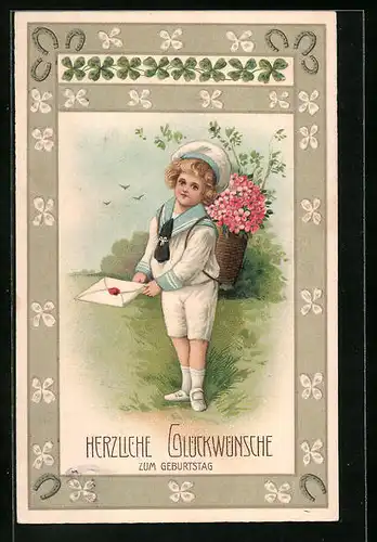 AK Kind im Matrosenanzug, Geburtstag