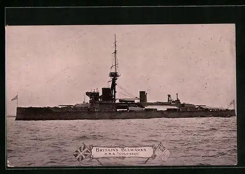 AK Britisches Kriegsschiff HMS Colosseus auf Backbord