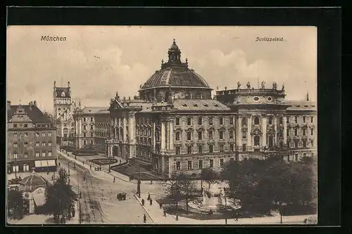 AK München, Justizpalast aus der Vogelschau