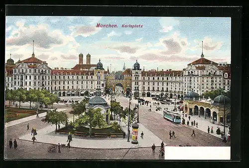 AK München, Karlsplatz aus der Vogelschau