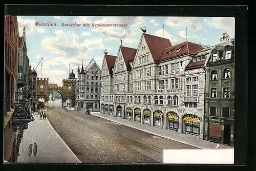 AK München, Karlsthor mit Neuhauserstrasse aus der Vogelschau