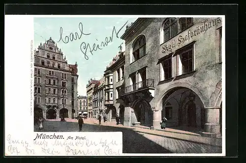 AK München, Am Platzl mit Gasthaus Kgl. Hofbräuhaus
