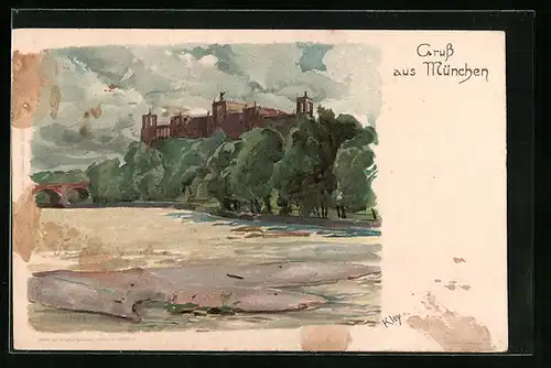 Künstler-AK Karl Mutter: München, Ortspartie