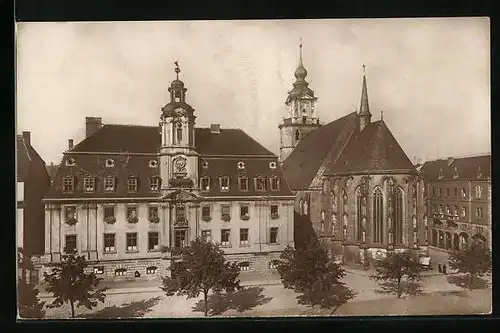 AK Weissenfels, Rathaus mit Kirche