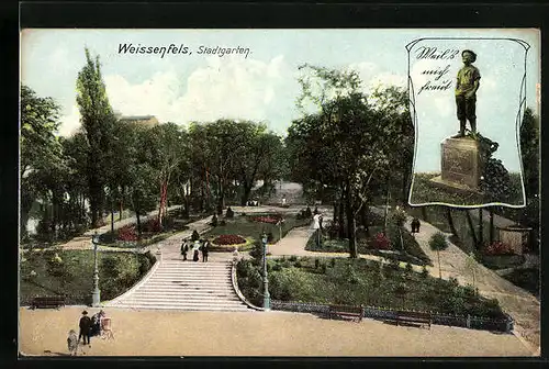 AK Weissenfels, Stadtgarten mit Besuchern