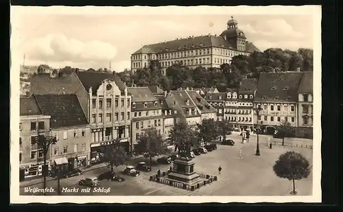 AK Weissenfels, Markt mit Schloss und Gaststätte