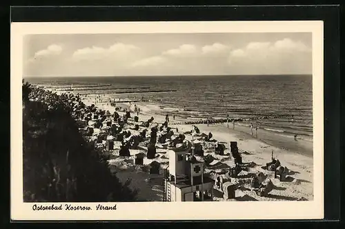 AK Koserow, Strand mit Strandkörben und Badegästen