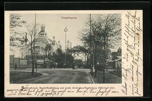 AK Düsseldorf, Internationale Kunst-Ausstellung und Grosse Gartenbau-Ausstellung 1904, Haupteingang