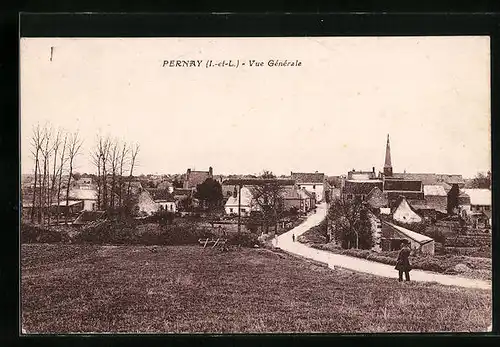 AK Pernay, Vue Générale mit Kirchturm