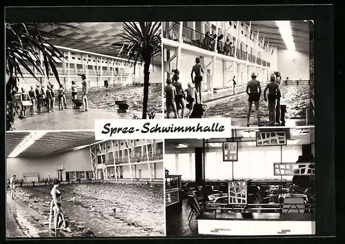 AK Fürstenwalde /Spree, Spree-Schwimmhalle mit Badegästen