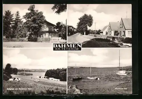 AK Dahmen /Teterow, Konsum-Gaststätte, Dorfstrasse, Zeltplatz am Malchiner See