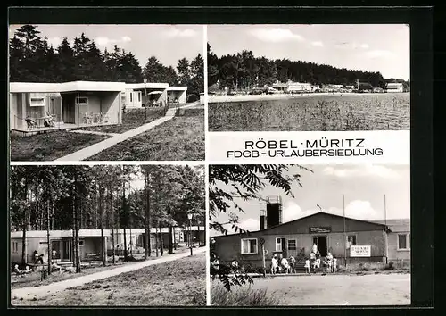 AK Röbel /Müritz, FDGB-Urlaubersiedlung mit Besuchern
