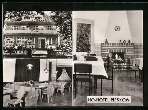AK Bad Saarow /Pieskow, HO-Hotel Pieskow mit Innenansichten des Restaurants
