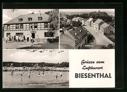 AK Biesenthal, Jugensherberge Hallmühle, Schlossberg und Strandbad Wukensee