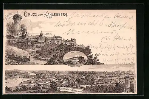 AK Wien, Kahlenberg-Hotel, Bahnhof, Panorama