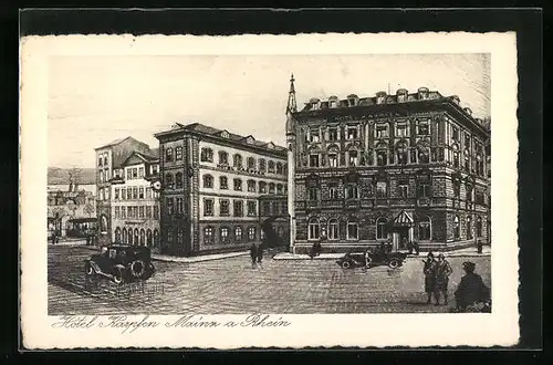 Künstler-AK Mainz /Rhein, Hotel Karpfen