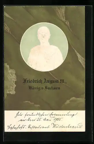 Präge-AK Portrait von Friedrich August III., König von Sachsen