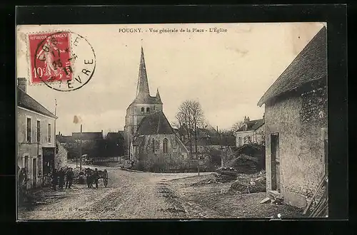 AK Pougny, Vue generale de la Place - L`Eglise