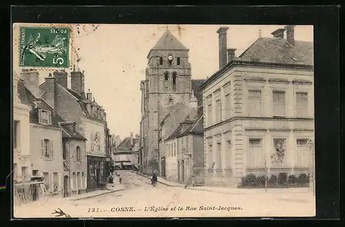 AK Cosne, L`Eglise et la Rue Saint-Jacques