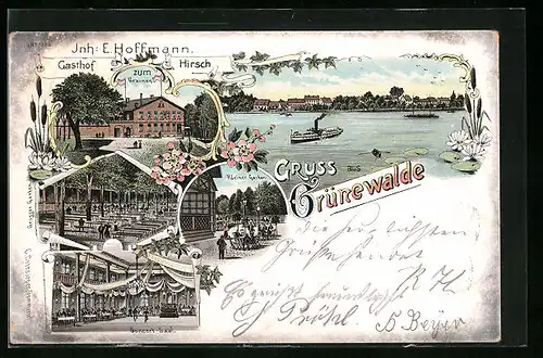 Lithographie Grünewalde, Gasthof zum braunen Hirsch