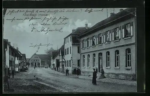 AK Altenstadt /Hessen, Strassenpartie mit Passanten