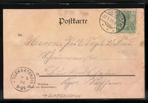 AK Wattenbach, Gasthaus Waldschlösschen, Panorama