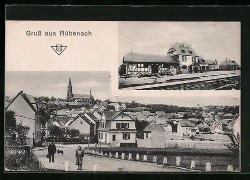 AK Rübenach, Bahnhof, Panorama