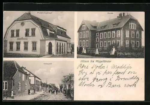 AK Mögeltönder, Gadeparti, Forsamlingshuset, Skolen