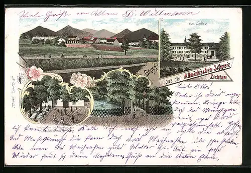 Lithographie Zichtau, Gasthof zur Altmärkischen Schweiz, Schloss
