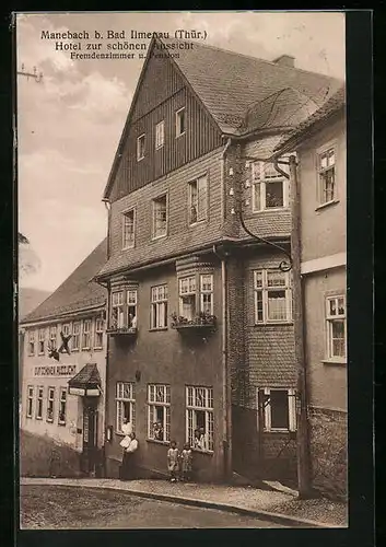 AK Manebach b. Bad Ilmenau, Hotel zur schönen Aussicht
