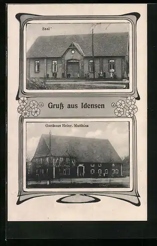 AK Idensen, Gasthaus Heinr. Matthias, Saal