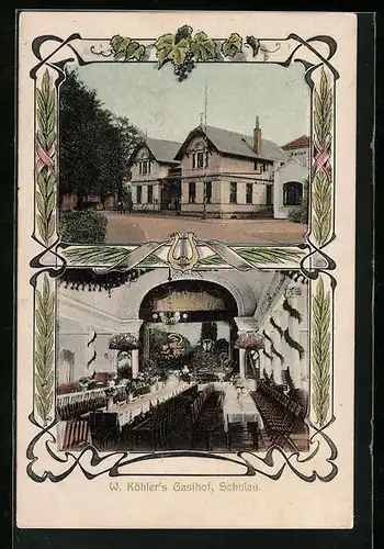 AK Schulau, W. Köhlers Gasthof, Innenansicht