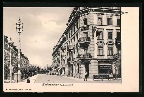 AK Bern, Hallerstrasse (Länggasse) mit Hotel