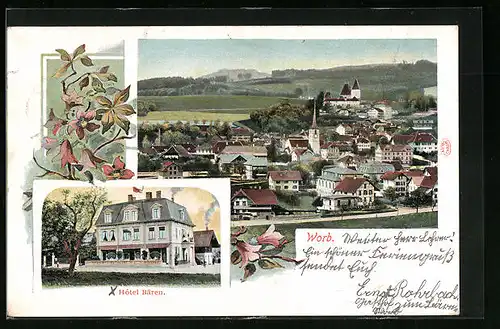 AK Worb, Hotel Bären, Ortsansicht aus der Vogelschau