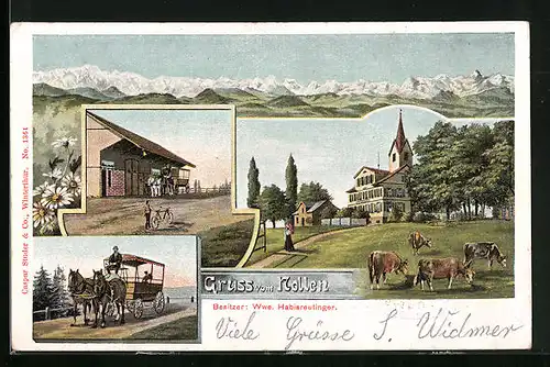 Lithographie Wuppenau, Gasthaus Nollen von Wwe. Habisreutinger