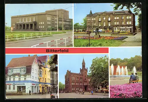 AK Bitterfeld, Rathaus, Kultupalast, HO-Hotel Central