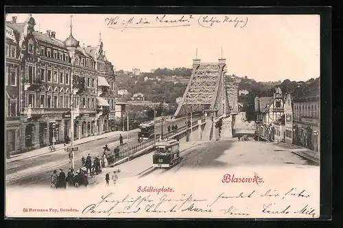 AK Blasewitz, Strassenbahn am Schillerplatz