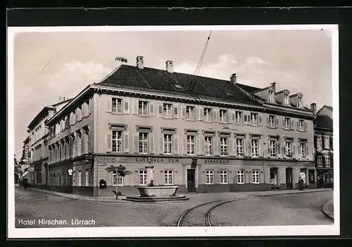 AK Lörrach, Strassenpartie mit Hotel Hirschen