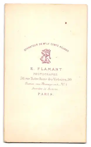 Fotografie E. Flamant, Paris, 50 Rue Notre Dame des Victoires, Bürgerlicher mit kräftigem Haupthaar und Walrossbart