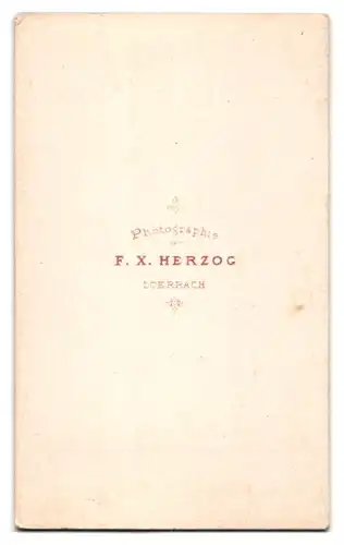 Fotografie F. X. Herzog, Loerrach, Älterer bartloser Bürgerlicher mit hohem Kragen und Fliege