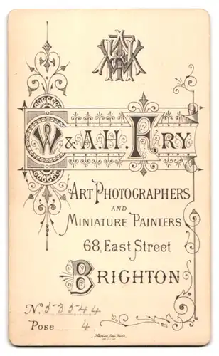 Fotografie W. A. H. Fry, Brighton, 68, East Street, Kleines Mädchen im hübschen Kleid